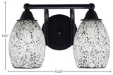 Paramount 2-Light Bath Bar, Matte Black, 5" Natural Fusion Glass