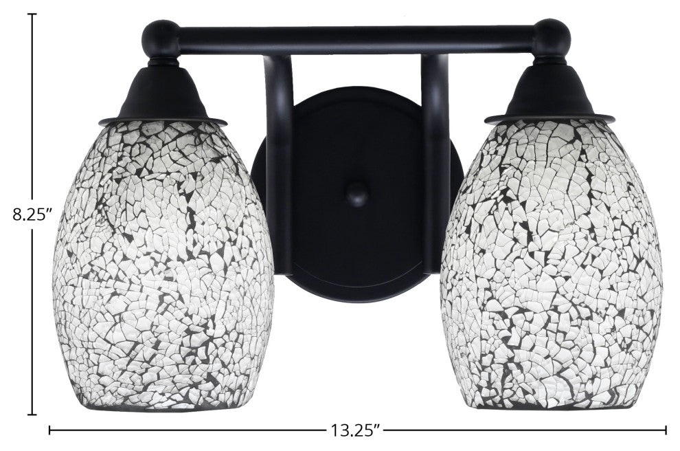 Paramount 2-Light Bath Bar, Matte Black, 5" Natural Fusion Glass