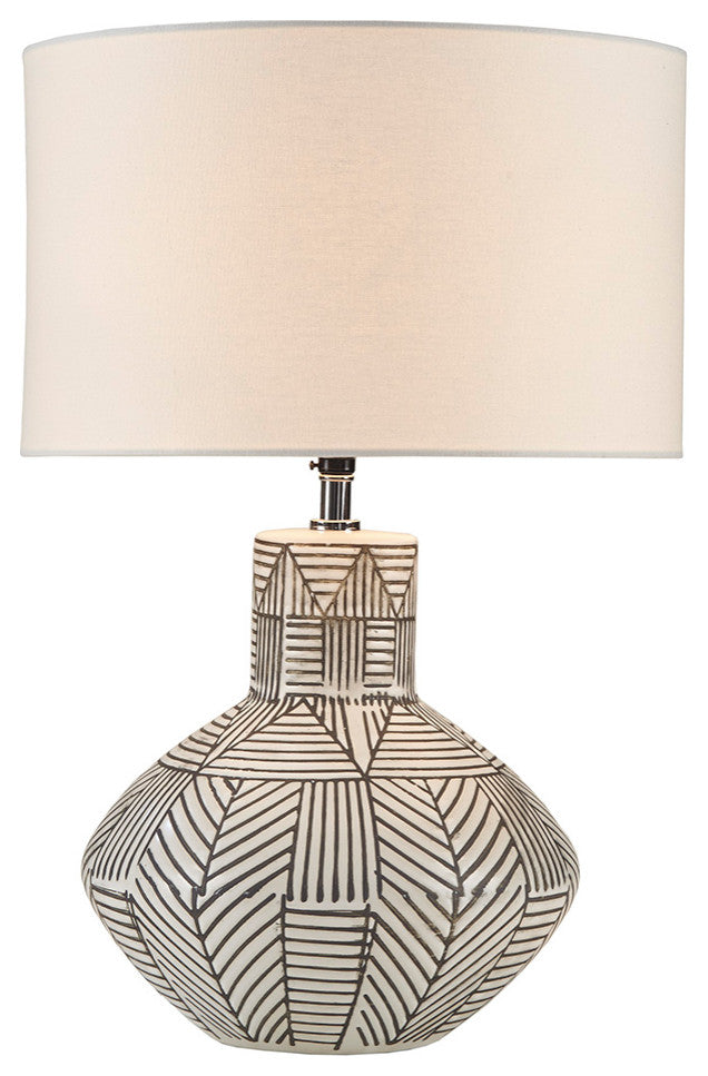 INK+IVY Agape Boho Ceramic Table Lamp, Black and White