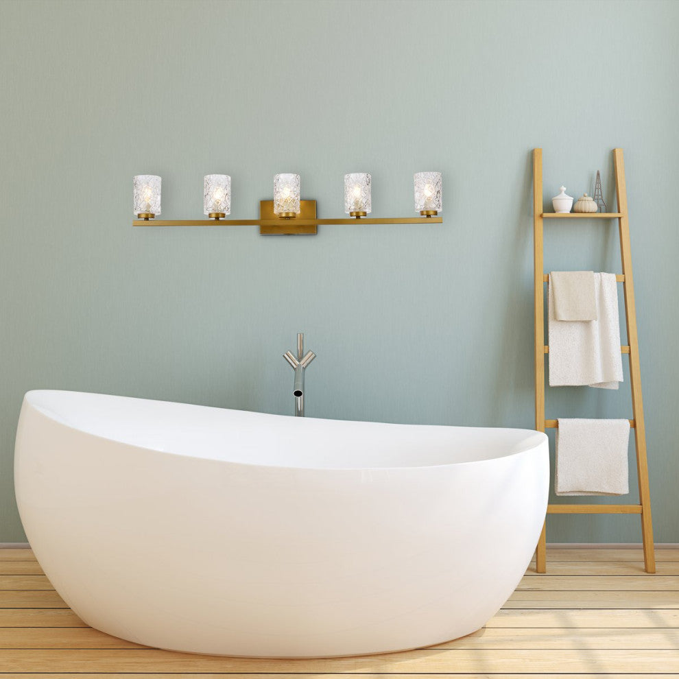 Conor 5-Light Bath Sconce, Brass With Clear Shade