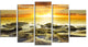 Beautiful Orange Sundown Beach, Seashore Canvas Art Print, 60"x32", 5 Panels