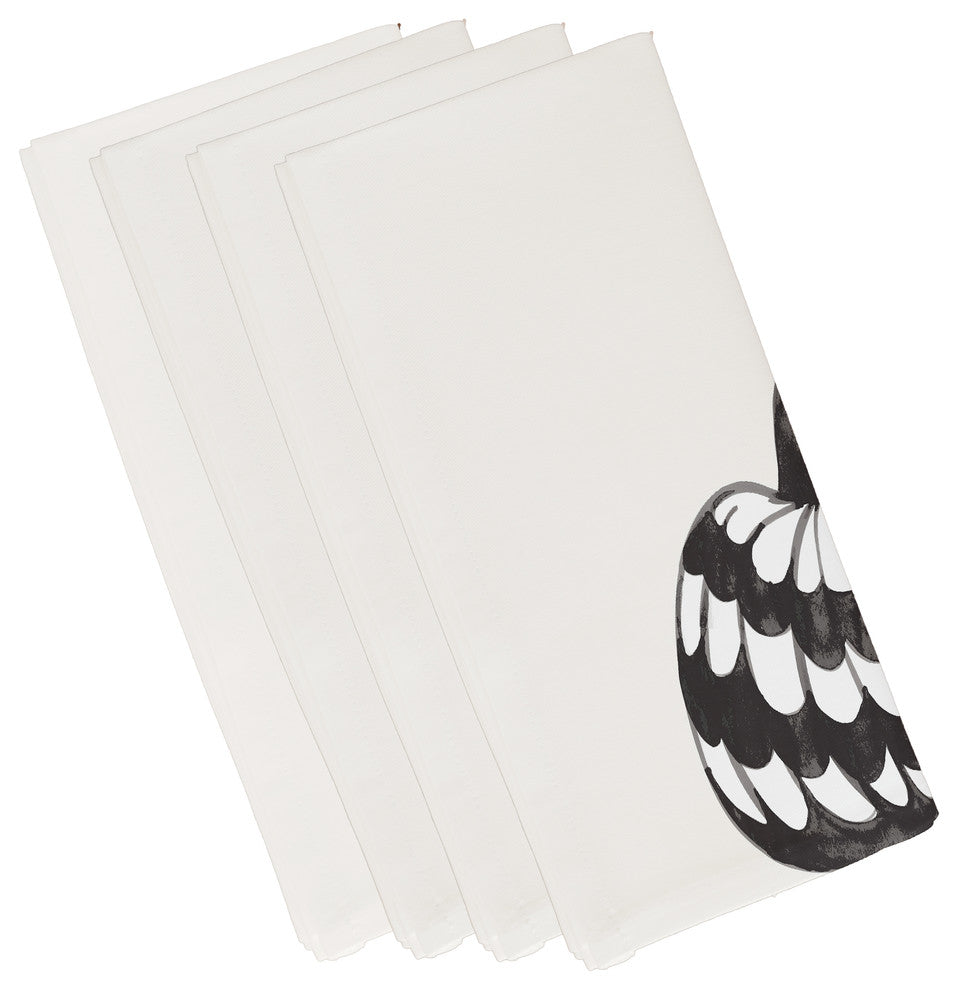 Pumpkin Single 19" Cream Halloween Print Napkin, Set of 4