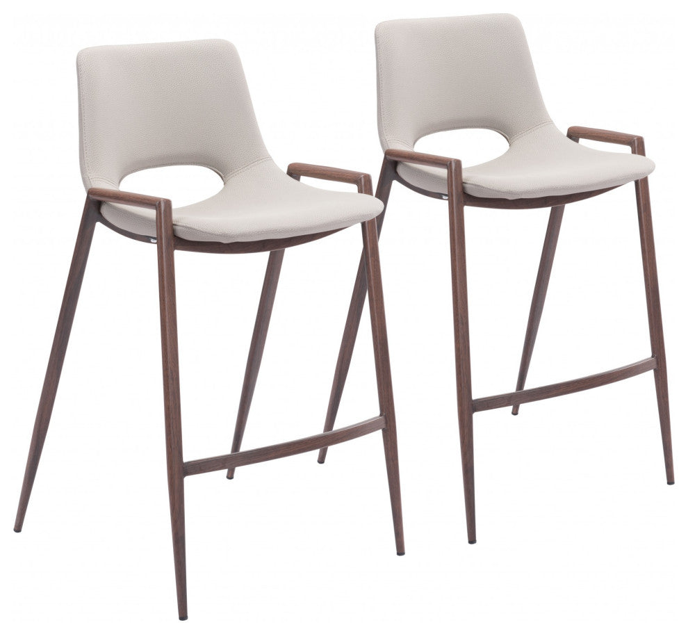 Set of Two Ivory Retro Modern Funk Counter Chairs