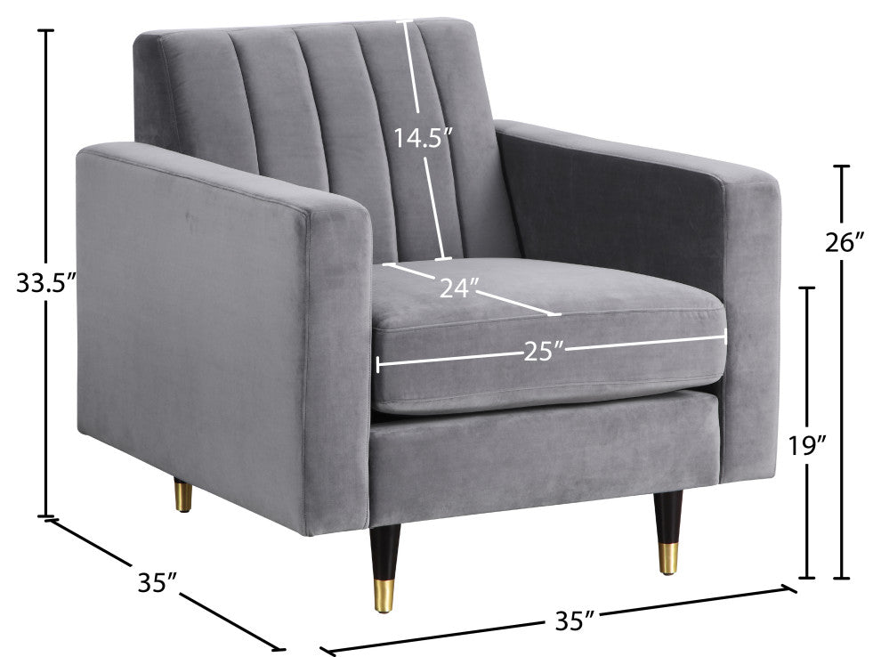 Lola Velvet Upholstered Chair, Gray