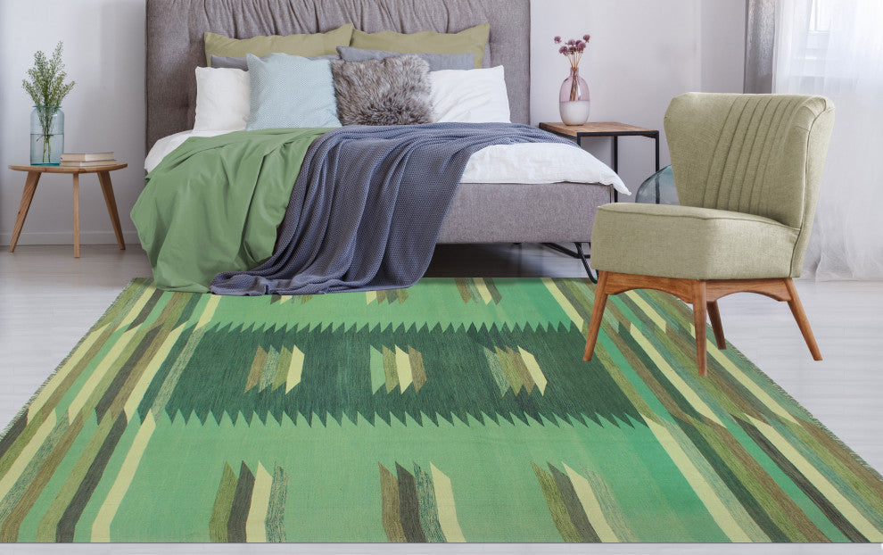 Winchester Kilim Edith Light Green/Gray Rug, 8'10x11'8