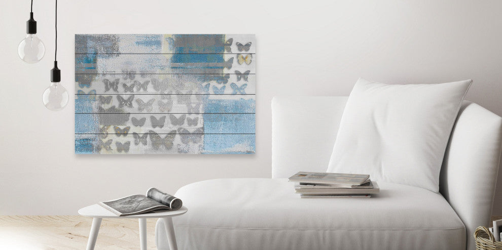 "Butterfly Frenzy" Painting Print on White Wood, 60"x40"