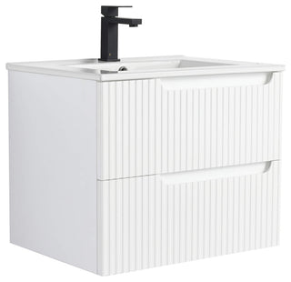 Citiscape Bath Vanity, Textured Drawer Fronts Sink Included, White, 24"