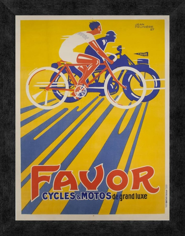 "Favor Cycles et Motos, 1927" Framed Canvas Giclee by Anonymous, 14"x18"