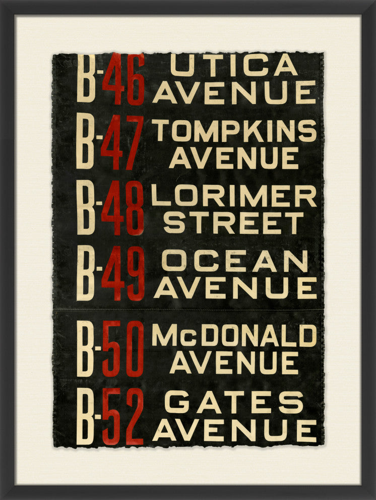 Brooklyn Bus Roll Sign I, Giclee Reproduction Artwork