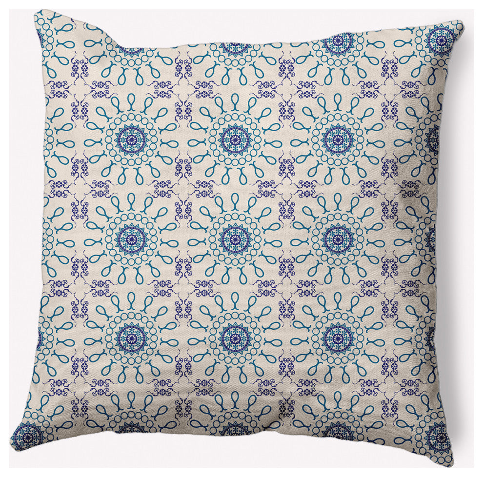 20" x 20" Sun Tile Indoor/Outdoor Polyester Throw Pillow, Autumn Blue