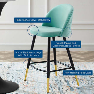 Cordial Performance Velvet Counter Stools Set of 2 Mint