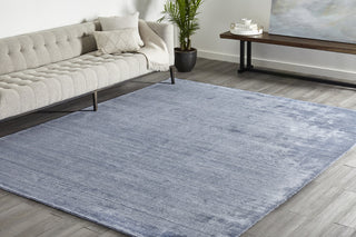 Harbor Contemporary Solid Hand Loomed Rug, Denim, 6'x9'