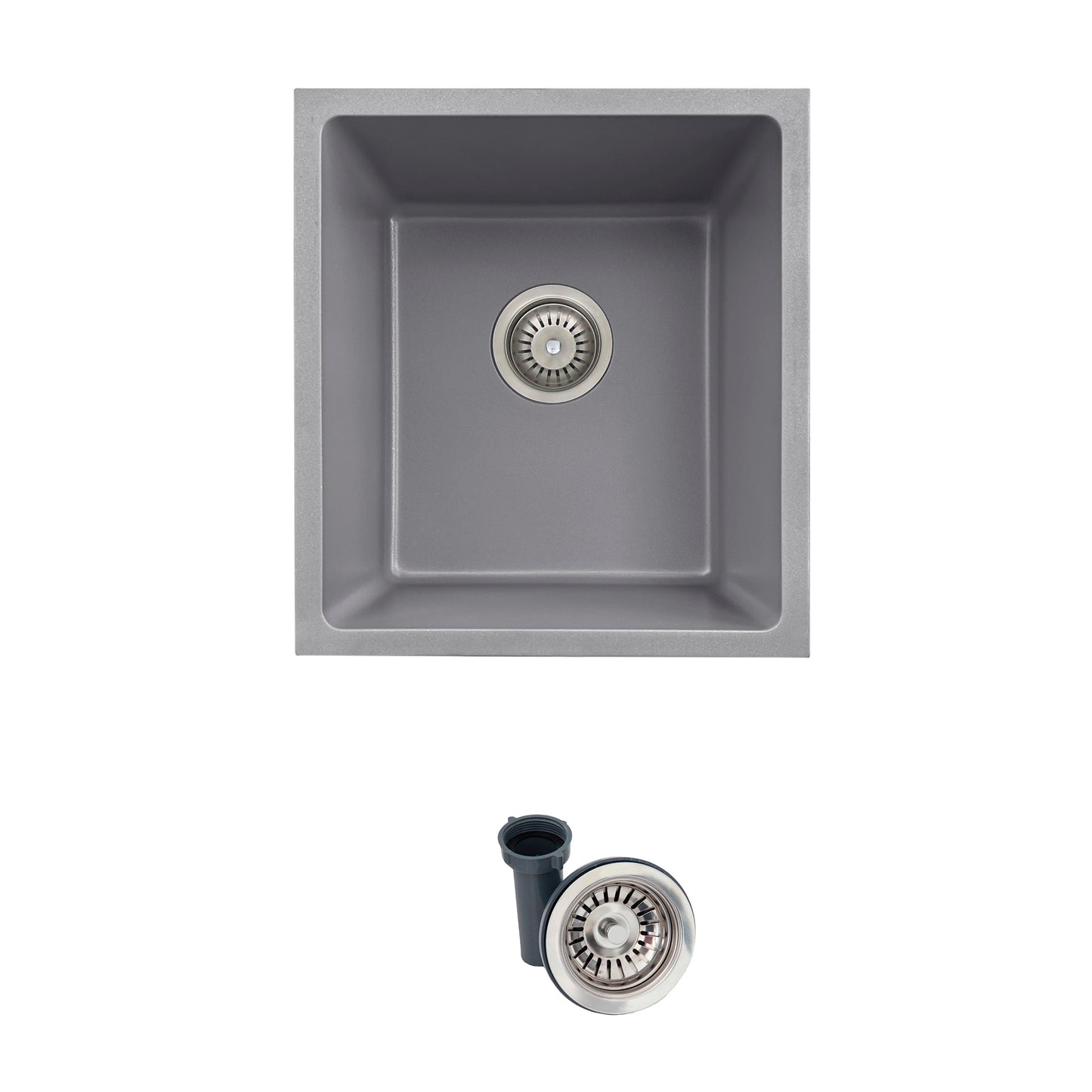 STYLISH 16"Dual Mount Single Bowl Gray Granite Kitchen Sink