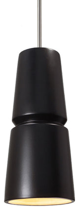 Small Cone 1-Light Pendant, Carbon Matte Black, Polished Chrome, Integrated LED