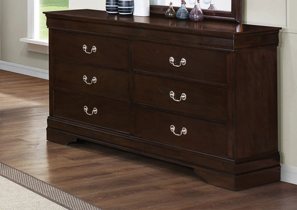Wood Dresser with 6 Drawers, Cappuccino