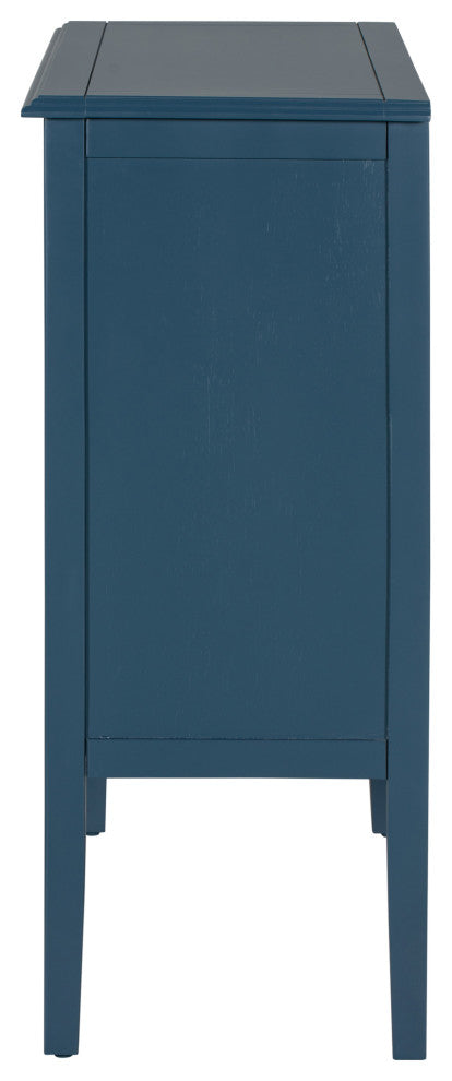 Wood Double Mirrored Door Accent Cabinet with Adjustable Shelf, Blue, 32" X 14"