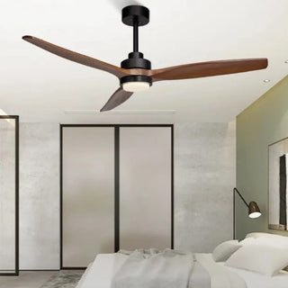 Barbona | Stylish Solid Wood Led Ceiling Fan Lamp With Remote Control, White, 42 Inch
