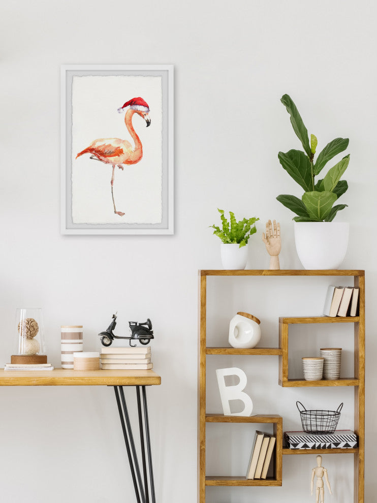 "Christmas Flamingo" Framed Painting Print, 30x45