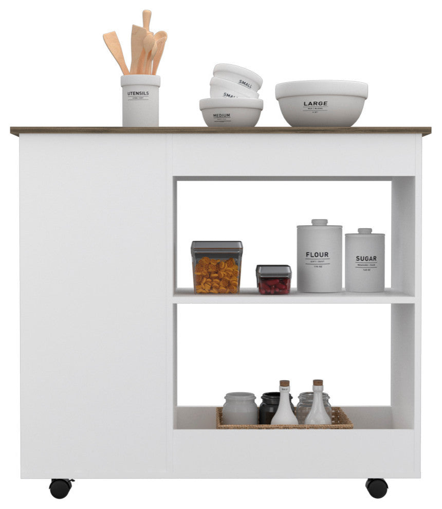 Arizona Kitchen Cart /White-Dark Brown