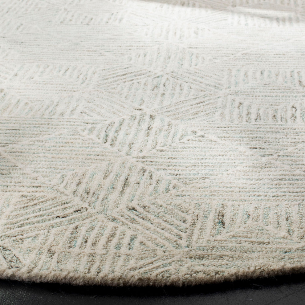 Safavieh Couture Abstract Collection, ABT763 Rug, Ivory/Light Blue, 4' Round