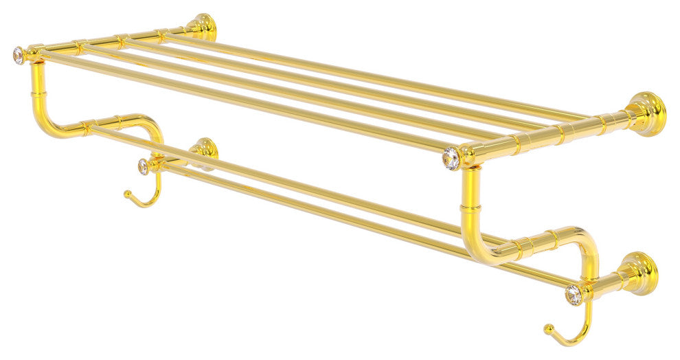 Carolina Crystal 36" Towel Shelf with Double Towel Bar, Polished Brass