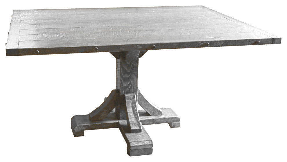 Barnwood Style Timber Peg Pedestal Dining Table, Thunder White, 36" X 48"