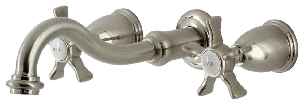 Kingston Brass KS3128NX Two-Handle Wall Mount Bathroom Faucet, Brushed Nickel