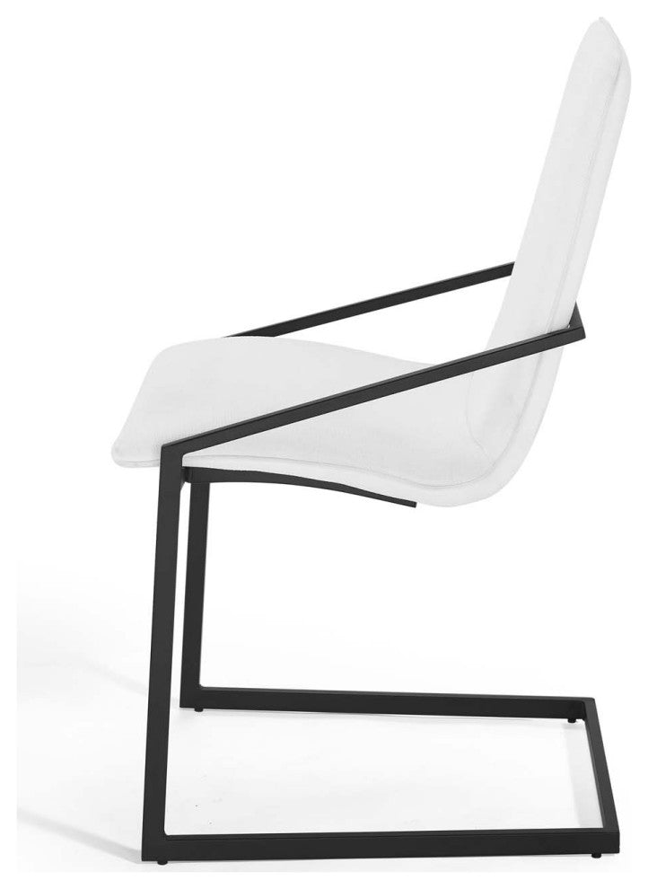 Side Dining Chair, Fabric, Metal, Black White, Modern, Cafe Bistro Restaurant