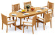7-Piece Outdoor Teak Dining Set: 94" Masc Oval Table, 6 Cahyo Stacking Arm Chair