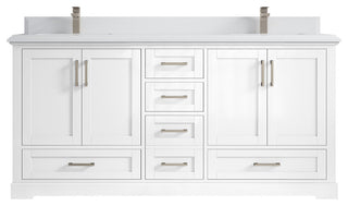 Boston 72 Double Sink Bath Vanity in White 1.5" White Quartz
