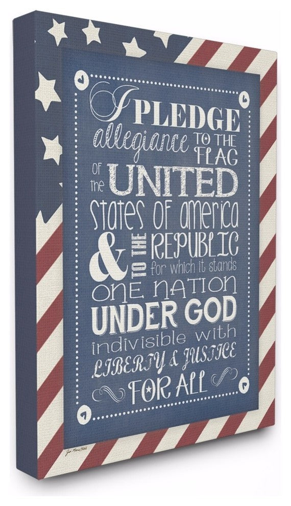 Stupell Industries Pledge Of Allegiance With American Flag Background, 30 x 40