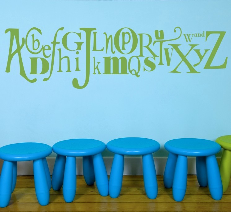Alphabet Wall Decal, 38", Black