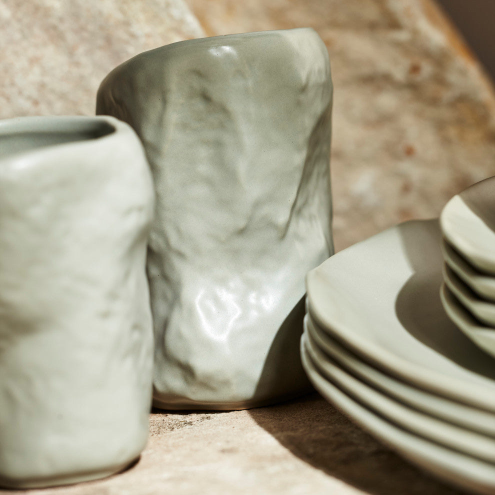 Stone by Mercer Project ATIK Stoneware 16 Piece Dinnerware Set, Sage-Grey
