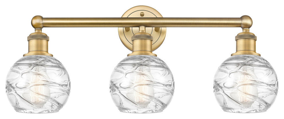 Athens Deco Swirl 3-Light 24" Bath Vanity Light, Brushed Brass, Clear