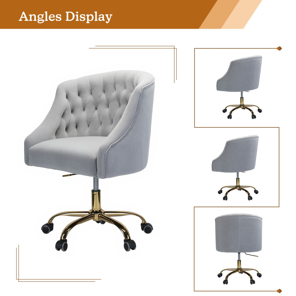 Home Office Swivel Chair with Button-Tufted Back, Gray