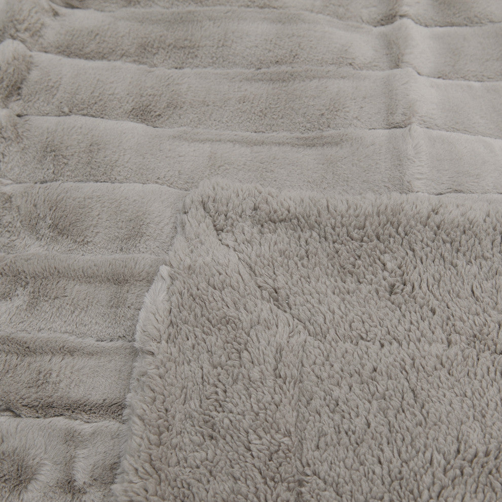 Super Mink Faux Fur Throw Blanket, Pure Cashmere, 60"x80"