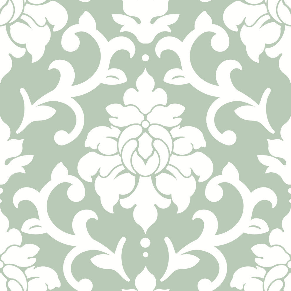 Damask Peel and Stick Wallpaper, Green