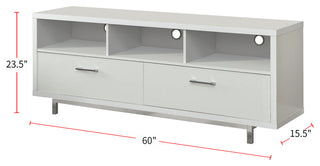 2 Drawers and Open Shelf TV Console, White