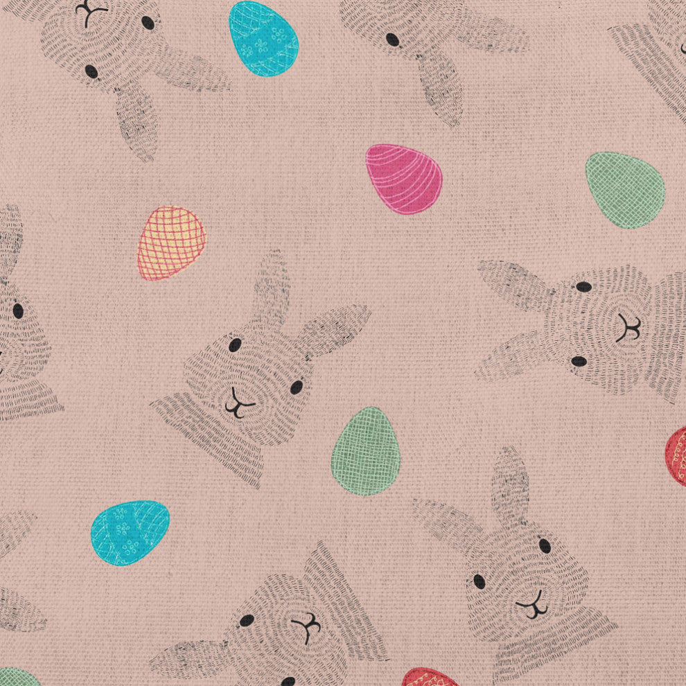 Bunnies and Eggs Easter Decorative Throw Pillow, Sunwashed Red, 20x20"