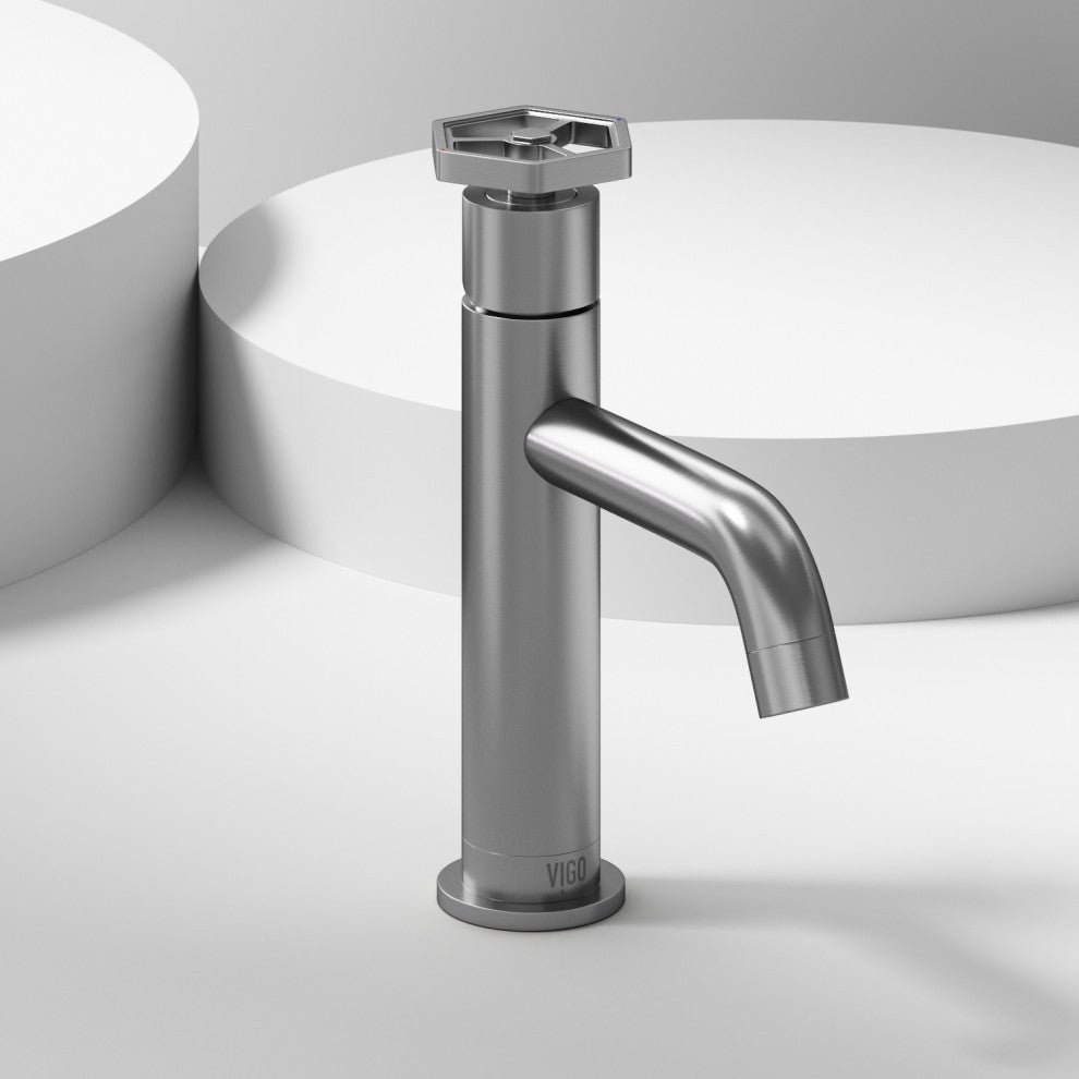 VIGO Ruxton 8" H Single Handle Single Hole Bathroom Faucet, Brushed Nickel, Without Extras