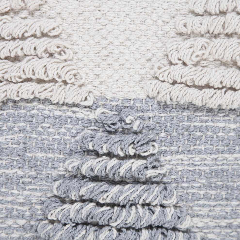 Ox Bay Handwoven Gray/White Geometric Organic Cotton Pillow Cover, 20"x20"