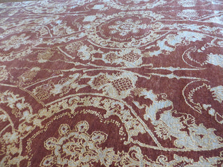 8"x10" Hand-Knotted Brown Wool and Silk Modern Oriental Rug