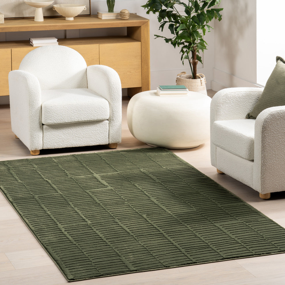 Nuloom Kailani Geometric Washable Rug, Green 6' 7" x 9'