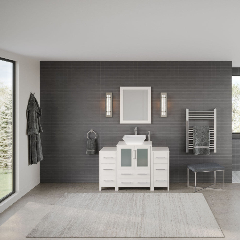 Sinclair 48" Single Bathroom Vanity with Engineered Marble Top with Mirror