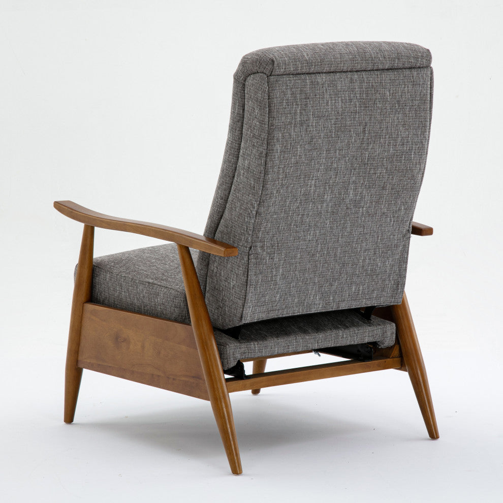Terni Wood Arm Push Back Recliner, Performance Fabric, Ashen Gray