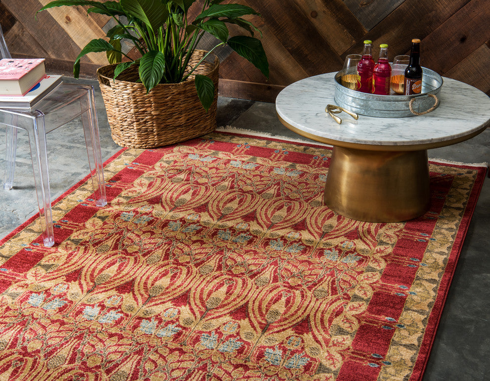 Unique Loom Red Carnation Edinburgh 7'x10' Area Rug