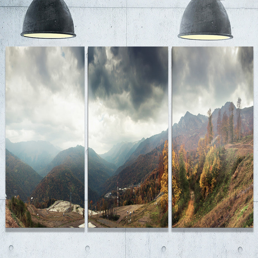 "Caucasus Mountains White Panorama" Metal Wall Art, 3 Panels, 36"x28"