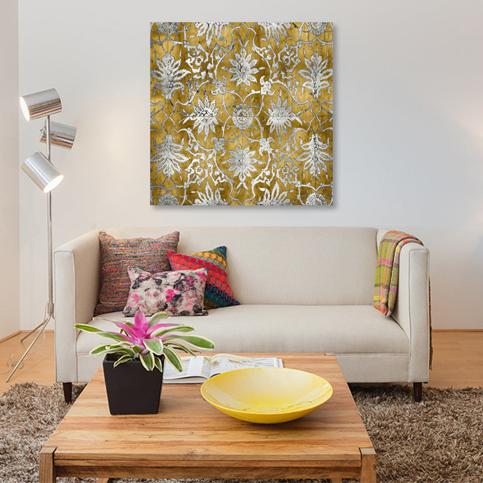 "Ornate In Gold And Silver" by Ellie Roberts, Canvas Print, 12"x12"
