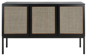 Safavieh Zadie 2 Shelf Rattan Sideboard, Black/Natural