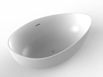 CastelloUSA Newport 71" Solid Surface Stone Resin Freestanding Bathtub, White